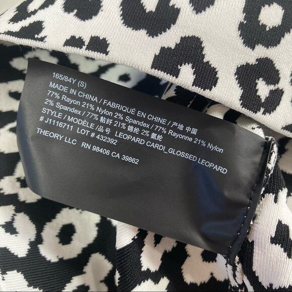 Theory Leopard Print V-Neck Cardigan Size S $385 - Picture 7 of 8